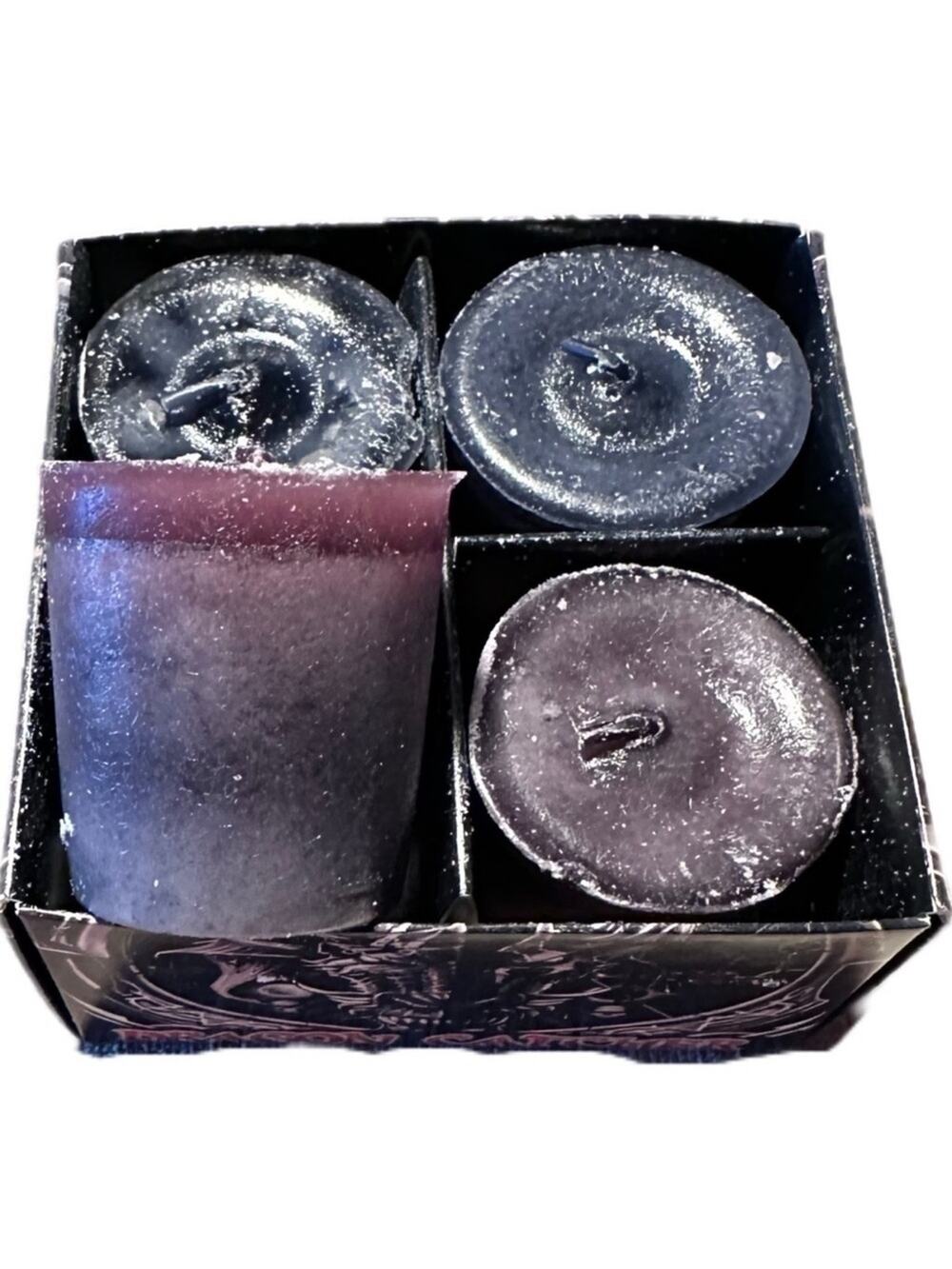 LIQUID BLUE DRAGON CATCHER 4 candle pack collectible item damaged box